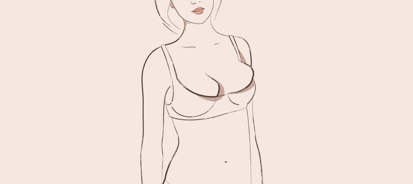 Illustration of a woman wearing a bra that is too small.