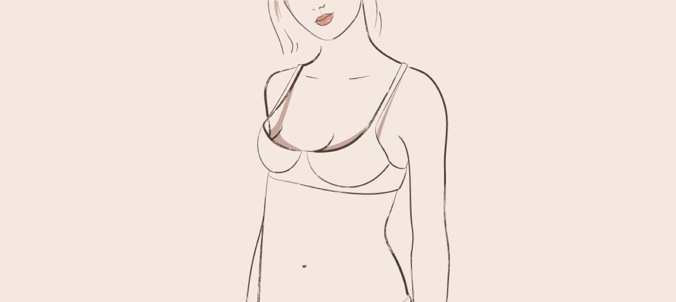 Illustration of a woman wearing a bra that is too big.